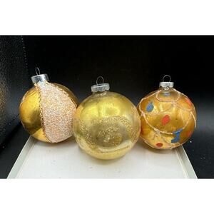 3 Jumbo Vintage Shiny Bright Christmas Ornaments Mercury Glass Micah Gorgeous! 2